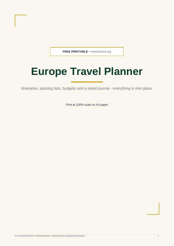 Europe travel planner preview